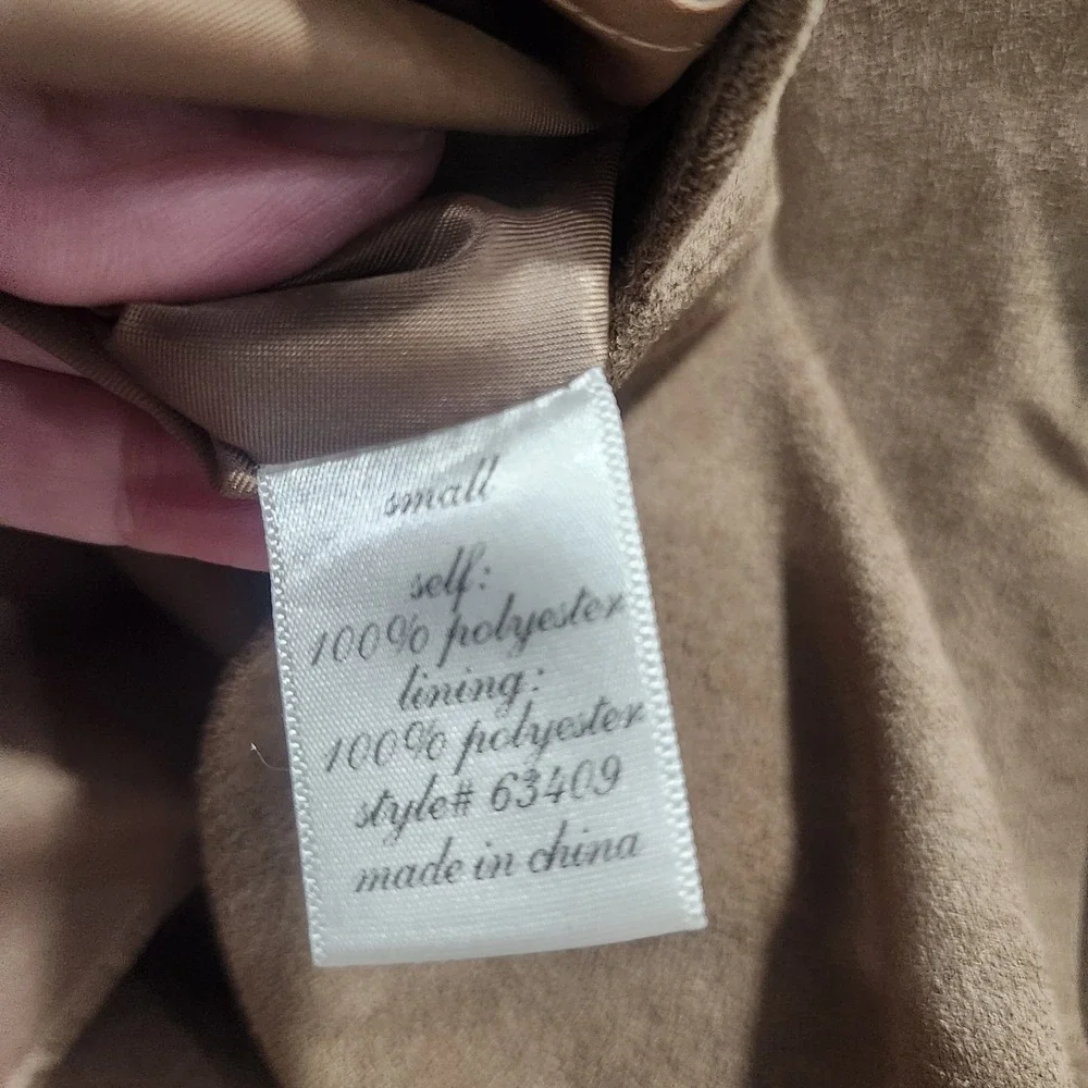 Blue Rain Faux Suede‎ Skirt Small Brown A-Line Scalloped Hem Button Front